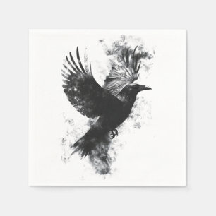 Servilleta De Papel Ilustracion de Raven Gótico: Humo y plumas