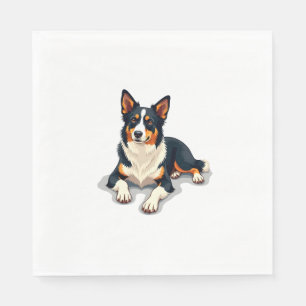 Servilleta De Papel Ilustración de retrato de Border Collie tricolor v