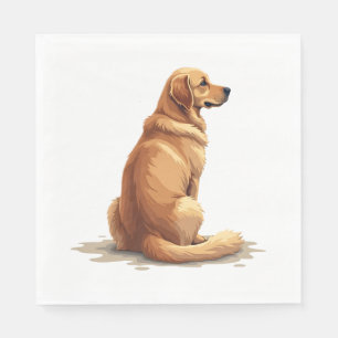 Servilleta De Papel Ilustración de retrato trasero de Golden Retriever