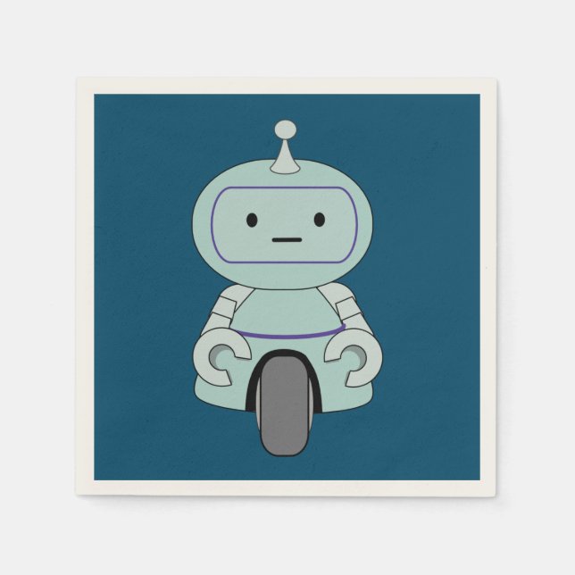 Servilleta De Papel Ilustracion de robots retro (Anverso)