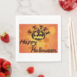 Servilleta De Papel Ilustración de silueta de calabaza feliz de Hallow