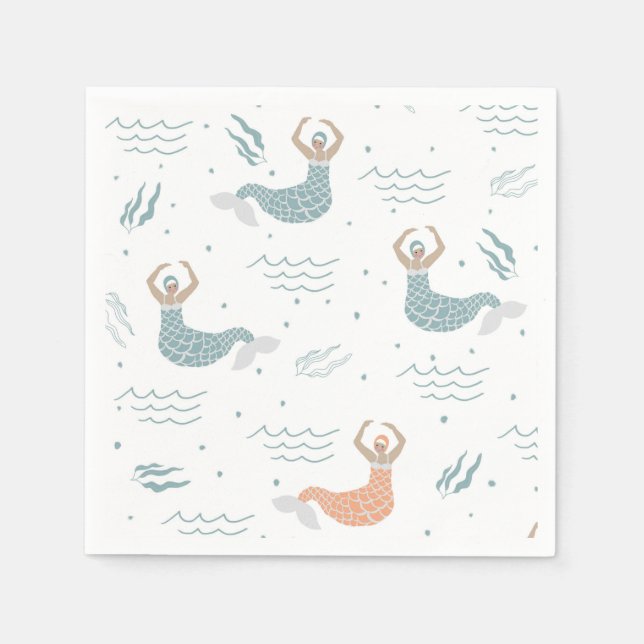 Servilleta De Papel Ilustracion de sirena bailando personalizado (Anverso)