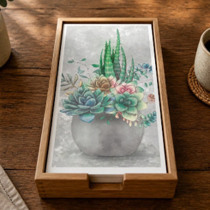 Servilleta De Papel Ilustración de Suculenta en Maceta