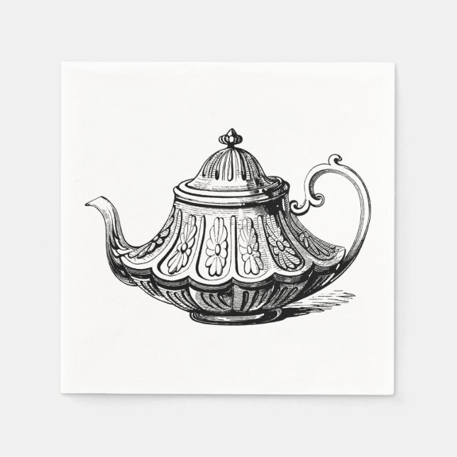 Servilleta De Papel Ilustración de Tetera Antigua (Anverso)