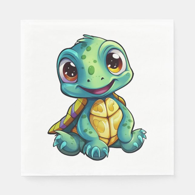 Servilleta De Papel ilustracion de tortuga personalizado (Anverso)