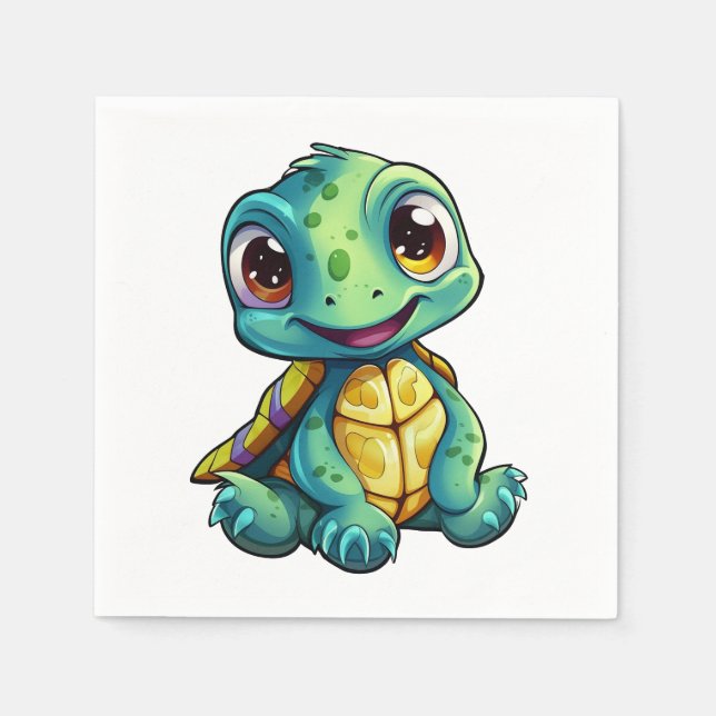 Servilleta De Papel ilustracion de tortuga personalizado (Anverso)