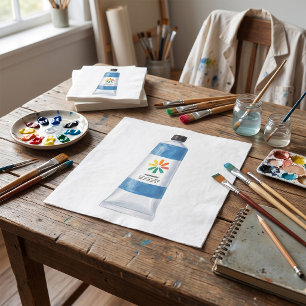 Servilleta De Papel Ilustración de tubo de pintura azul acuarela