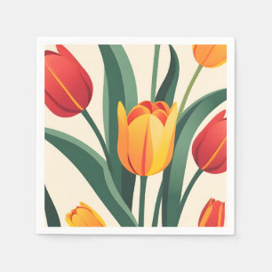 Servilleta De Papel Ilustracion de tulipán negrita