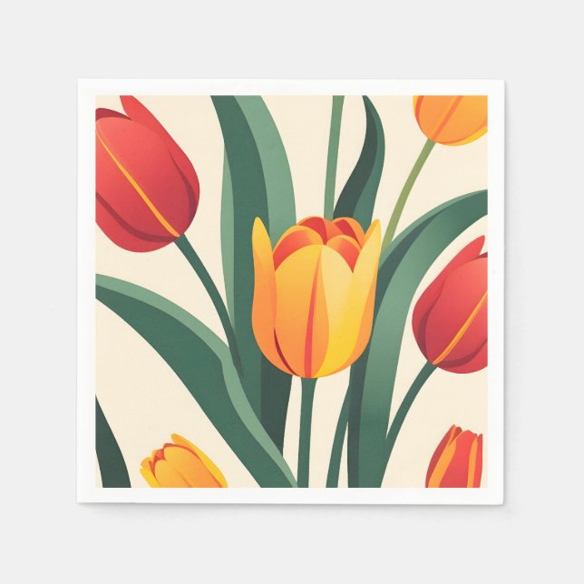 Servilleta De Papel Ilustracion de tulipán negrita (Anverso)