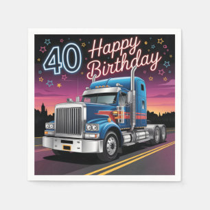 Servilleta De Papel Ilustración del 40 cumpleaños de un camión semirre