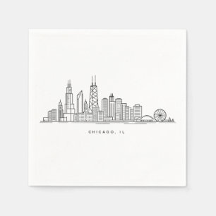 Servilleta De Papel Ilustración del paisaje urbano de Chicago IL