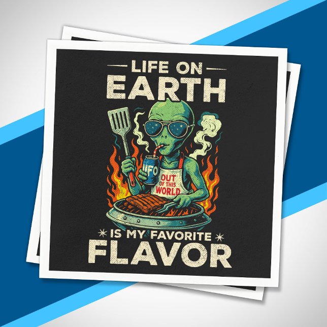 Servilleta De Papel Ilustración divertida de barbacoa alienígena retro (Subido por el creador)
