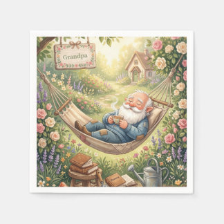 Servilleta De Papel Ilustración en acuarela acogedora de un gnomo durm