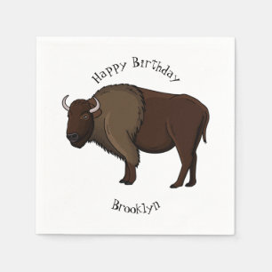 Servilleta De Papel Ilustración feliz del búfalo bisonte americano