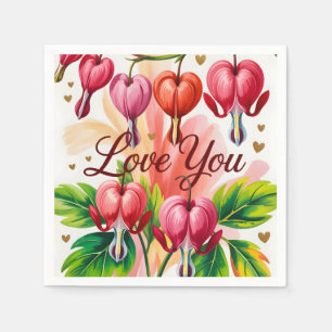 Servilleta De Papel Ilustración floral de corazón sangrante con Love Y