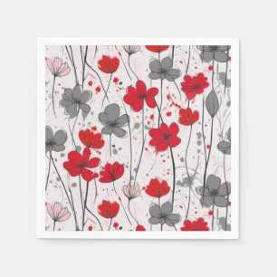 Servilleta De Papel Ilustracion floral, flores silvestres abstractas, 