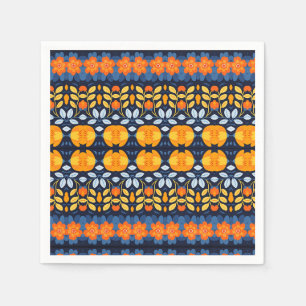 Servilleta De Papel Ilustración floral retro en negrita en naranja