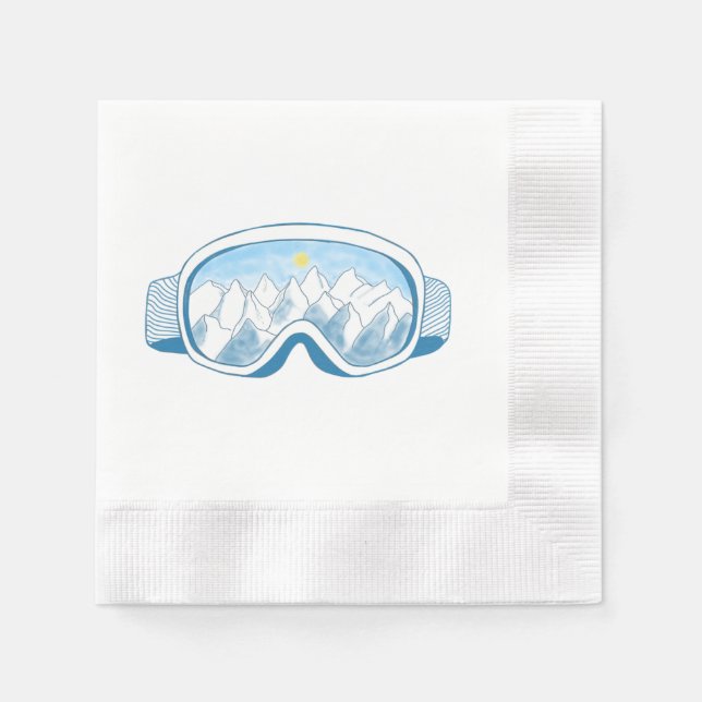 Servilleta De Papel Ilustracion Goggles de Ski Mountain (Anverso)