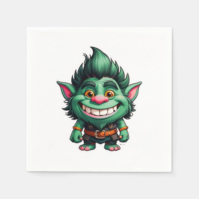 Servilleta De Papel Ilustracion Happy Little Troll Chibi (Anverso)