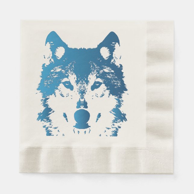 Servilleta De Papel Ilustracion Ice Blue Wolf (Anverso)