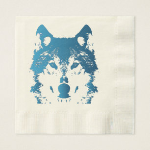 Servilleta De Papel Ilustracion Ice Blue Wolf