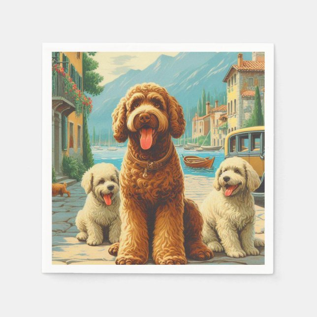 Servilleta De Papel Ilustracion Lagotto Romagnolo (Anverso)