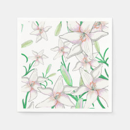 Servilleta De Papel Ilustracion Lirio Blanco