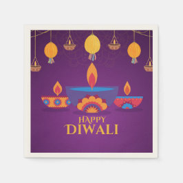 Servilleta De Papel Ilustracion luminoso Diwali rosa púrpura