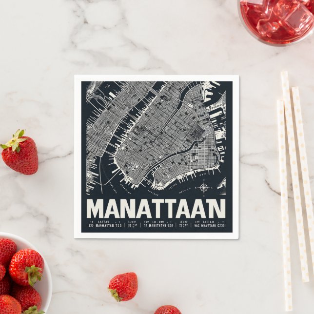 Servilleta De Papel Ilustracion Mapa de Manhattan (In situ)