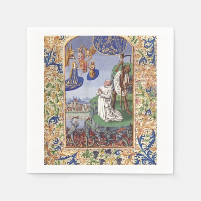 Servilleta De Papel Ilustración medieval de San Bernardo de Clairvaux (Anverso)