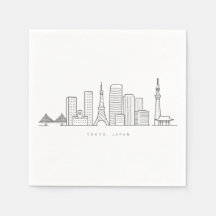 Ilustración minimalista del horizonte de Tokio