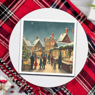 Servilleta De Papel Ilustracion navideño vintage