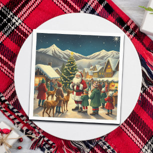 Servilleta De Papel Ilustracion navideño vintage