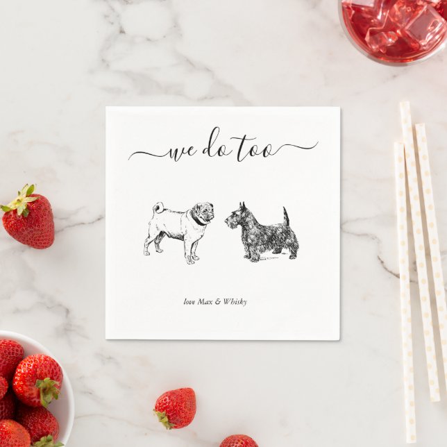 Servilleta De Papel Ilustración personalizada de boda de 2 perros (In situ)