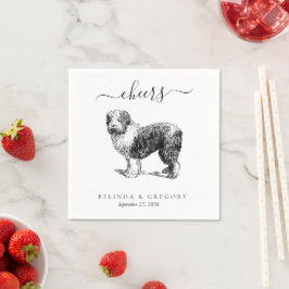 Servilleta De Papel Ilustración personalizada de perro animal de bodas