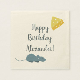 Servilleta De Papel Ilustración personalizada de ratón y queso