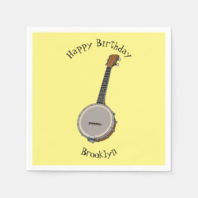Servilleta De Papel Ilustracion personalizado Banjo (Anverso)