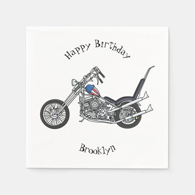 Servilleta De Papel Ilustracion personalizado Chopper Motorcycle 1950 (Anverso)