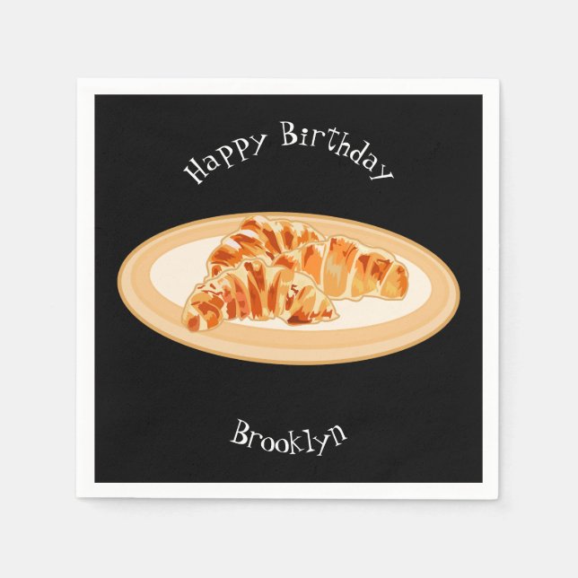Servilleta De Papel Ilustracion personalizado croissant (Anverso)