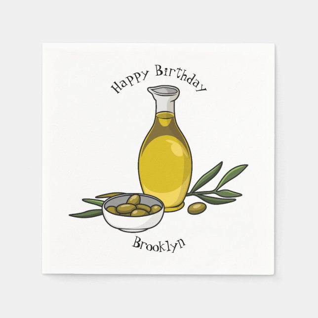 Servilleta De Papel Ilustracion personalizado de aceite de oliva (Anverso)