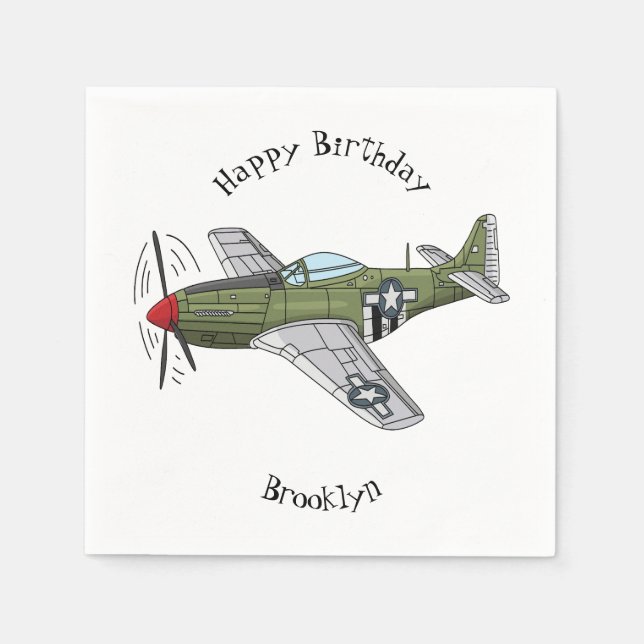 Servilleta De Papel Ilustracion personalizado de avión militar (Anverso)