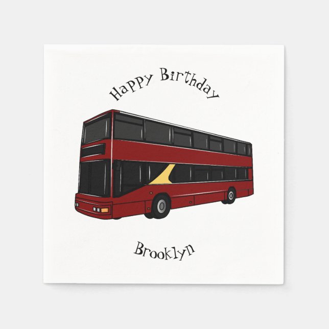 Servilleta De Papel Ilustracion personalizado de bus de dos pisos (Anverso)