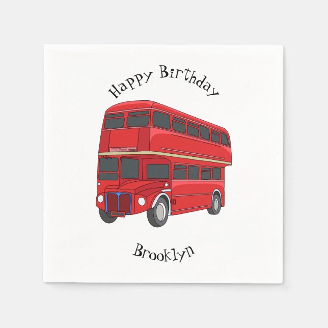 Servilleta De Papel Ilustracion personalizado de bus de dos pisos (Anverso)