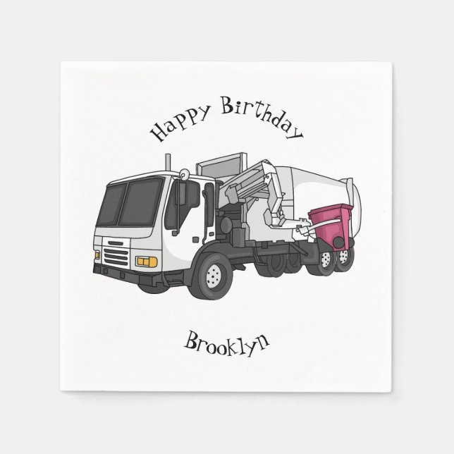 Servilleta De Papel Ilustracion personalizado de camión de basura (Anverso)