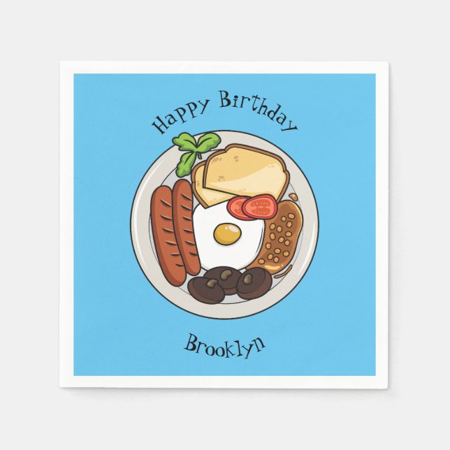 Servilleta De Papel Ilustracion personalizado de desayuno inglés (Anverso)
