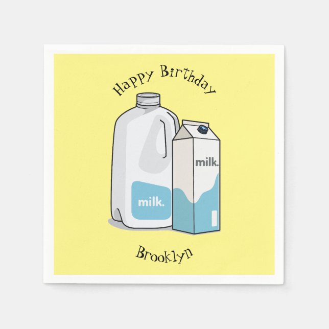 Servilleta De Papel Ilustracion personalizado de leche (Anverso)
