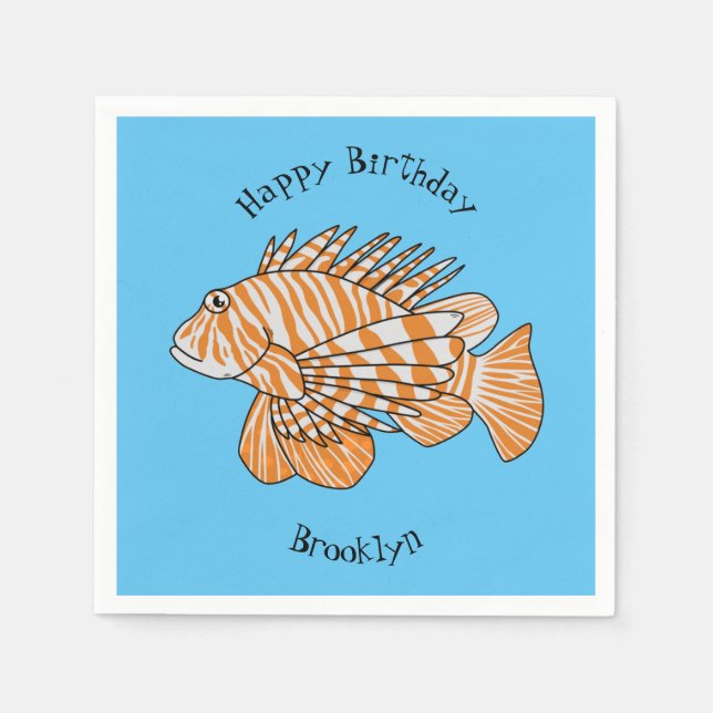 Servilleta De Papel Ilustracion personalizado de leonfish feliz (Anverso)