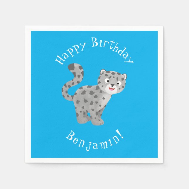 Servilleta De Papel Ilustracion personalizado de leopardo de las nieve (Anverso)