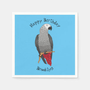 Servilleta De Papel Ilustracion personalizado de loro gris africano