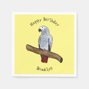 Servilleta De Papel Ilustracion personalizado de loro gris africano
